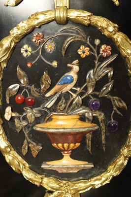 Lot 875 - MATHIEU BEFORT (BEFORT JEUNE) (1813 - 1880) A FINE 19TH CENTURY PIETRA DURA AND ORMOLU MOUNTED EBONISED SIDE CABINET OF LARGE SIZE