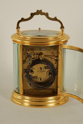 Lot 710 - A LARGE LATE 19TH CENTURY FRENCH OVAL CASED REPEATING GRAND SONNERIE CARRIAGE CLOCK WITH CALENDAR WORK AND ALARM