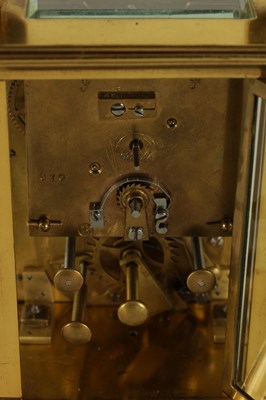 Lot 930 - W. BATTY, LONDON.  A VERY RARE LATE 19TH CENTURY FRENCH LACQUERED BRASS CARRIAGE CLOCK TIMEPIECE WITH ANNUAL CALENDAR