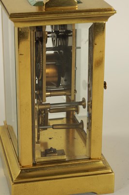 Lot 930 - W. BATTY, LONDON.  A VERY RARE LATE 19TH CENTURY FRENCH LACQUERED BRASS CARRIAGE CLOCK TIMEPIECE WITH ANNUAL CALENDAR