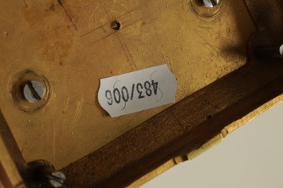 Lot 930 - W. BATTY, LONDON.  A VERY RARE LATE 19TH CENTURY FRENCH LACQUERED BRASS CARRIAGE CLOCK TIMEPIECE WITH ANNUAL CALENDAR