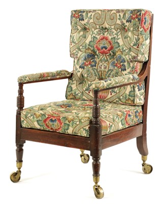 Lot 888 - A GEORGE III MAHOGANY LIBRARY CHAIR