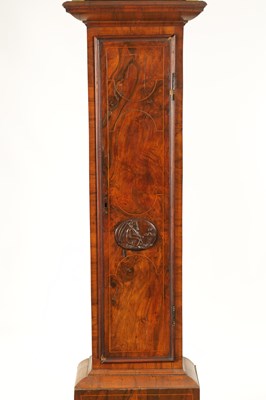 Lot 724 - WILLIAM PREVOST, NEWCASTLE.  AN EARLY 18TH CENTURY FIGURED WALNUT PROVINCIAL EIGHT-DAY LONGCASE CLOCK