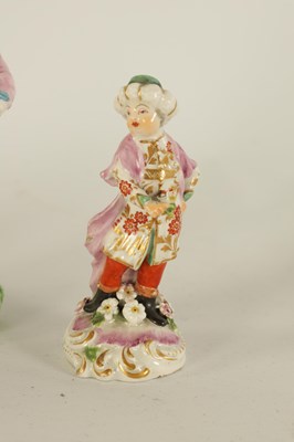 Lot 44 - TWO 18TH CENTURY SMALL DERBY FIGURES OF AN OYSTER VENDOR AND A FLOWER SELLER