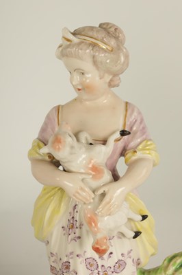 Lot 34 - A PAIR OF 18TH CENTURY DERBY SHEPHERD BOY AND SHEPHERDESS FIGURES