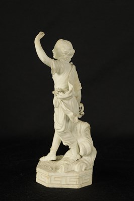 Lot 41 - AN 18TH CENTURY DERBY BISQUE PORCELAIN FIGURE OF A CLASSICAL MAIDEN AND ANOTHER SIMILAR