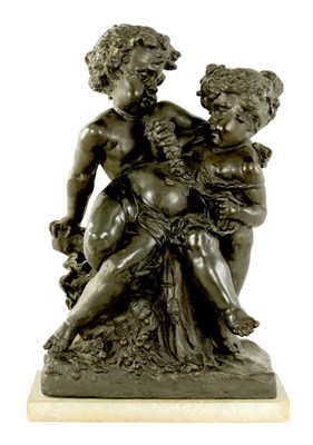 Lot 522 - A LARGE 19TH CENTURY PATINATED BRONZE SCULPTURE IN THE MANNER OF CLODION