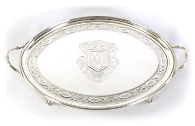 Lot 337 - A FINE GEORGE III OVAL SILVER TWO-HANDLED TRAY