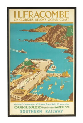 Lot 388 - A 1930'S SOUTHERN RAILWAY DOUBLE ROYAL ADVERTISING POSTER OF ILFRACOMBE