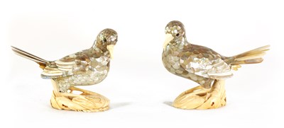 Lot 217 - A PAIR OF 19TH CHINESE MOTHER-OF-PEARL AND IVORY BIRD-FORMED BOXES AND COVERS
