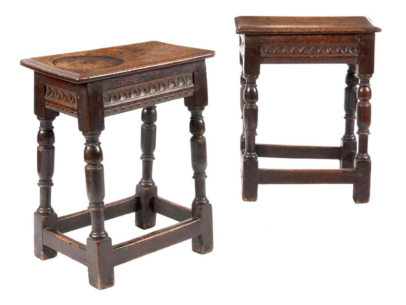 Lot 735 - A RARE PAIR OF LATE 17TH CENTURY JOINED OAK...