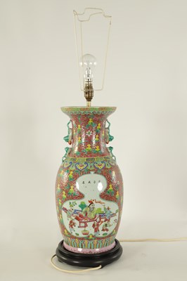 Lot 152 - A PAIR OF 19TH CENTURY CHINESE FAMILLE ROSE VASES CONVERTED TO LAMPS