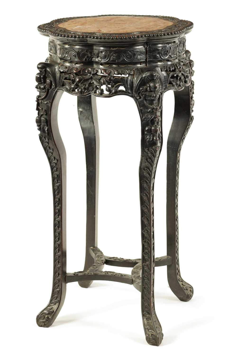 Lot 85 - A 19TH CENTURY CHINESE CARVED HARDWOOD TALL JARDINERE STAND