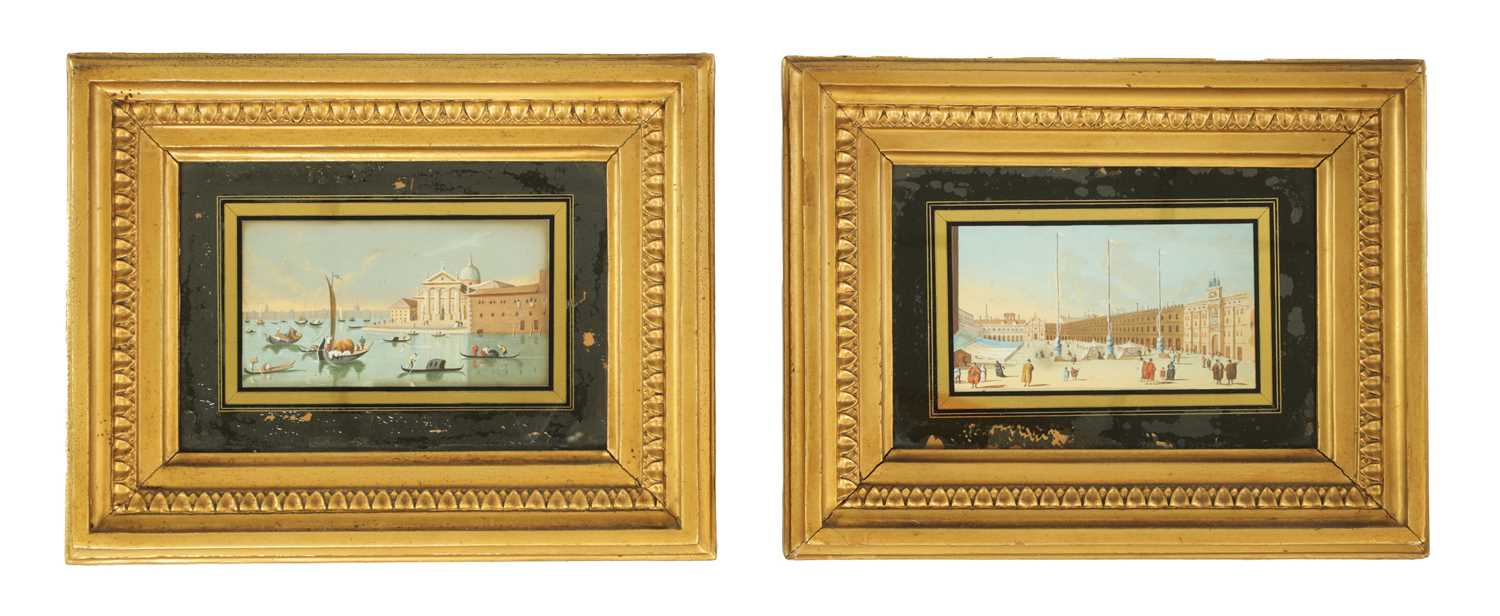 Lot 378 - A PAIR OF LATE 19TH CENTURY MINIATURE VENETIAN GOUACHE PAINTINGS