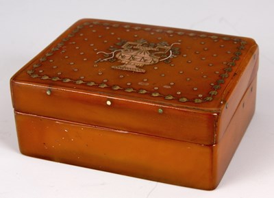 Lot 511 - AN EARLY 19TH CENTURY INLAID AMBER VANITY BOX...