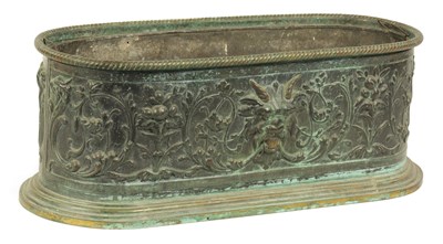 Lot 449 - A LARGE 19TH CENTURY EMBOSSED BRASS JARDINIERE