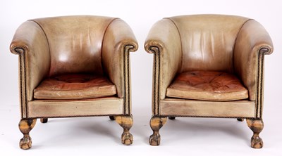 Lot 893 - A PAIR OF LATE 19TH CENTURY PALE LEATHERED...