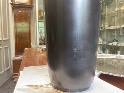 Lot 218 - A TALL JAPANESE MEIJI PERIOD SILVER INLAID BRONZE VASE