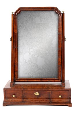 Lot 806 - A GEORGE I WALNUT DRESSING TABLE MIRROR with...