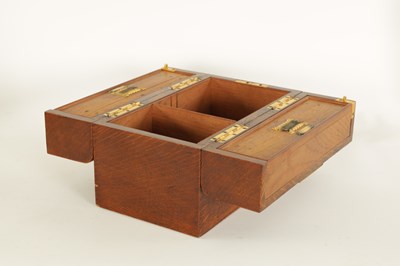 Lot 525 - A 19TH CENTURY OAK HABERDASHERY BOX retailed by F. ALDIS 11 BELGRAVE MANSIONS numbered Rd. 52066/889