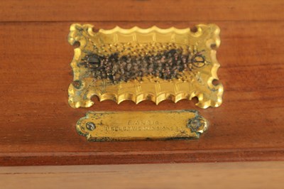 Lot 525 - A 19TH CENTURY OAK HABERDASHERY BOX retailed by F. ALDIS 11 BELGRAVE MANSIONS numbered Rd. 52066/889