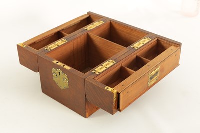 Lot 525 - A 19TH CENTURY OAK HABERDASHERY BOX retailed by F. ALDIS 11 BELGRAVE MANSIONS numbered Rd. 52066/889
