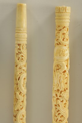 Lot 75 - A COLLECTION OF 19TH CENTURY CARVED CANTONESE IVORY ITEMS