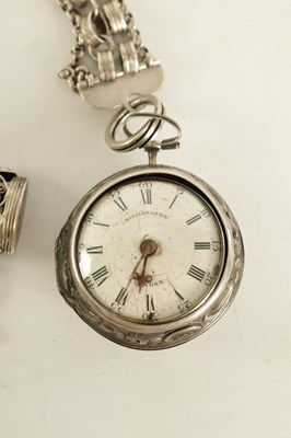 Lot 257 - RICHARDSON, LONDON. A MID 18TH CENTURY PAIR CASED SILVER VERGE POCKET WATCH