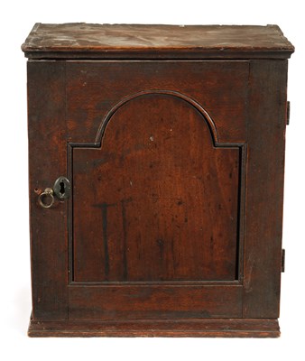 Lot 925 - A WILLIAM AND MARY WALNUT AND ELM HANGING SPICE CUPBOARD