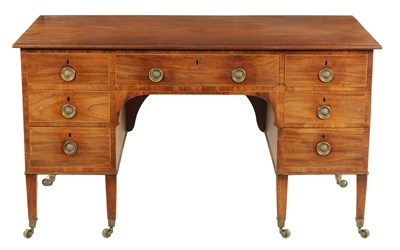 Lot 965 - A GEORGE III MAHOGANY PEDESTAL DESK