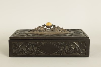 Lot 84 - A 19TH CENTURY CHINESE CARVED HARDWOOD (POSSIBLY ZITAN) LIDDED BOX