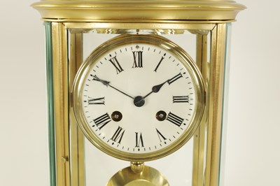Lot 773 - A 19TH CENTURY FRENCH BRASS OVAL FOUR GLASS MANTEL CLOCK