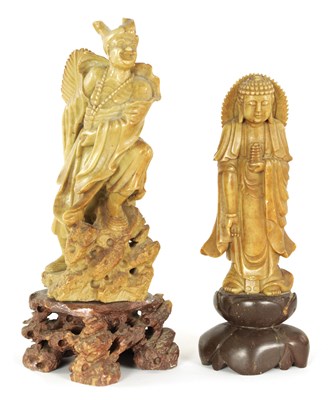 Lot 80 - TWO CHINESE SOAPSTONE FIGURAL CARVINGS