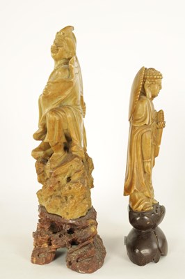Lot 80 - TWO CHINESE SOAPSTONE FIGURAL CARVINGS