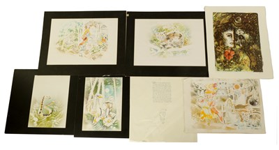 Lot 395 - KEITH MICHELL (1926-2015)  A SELECTION OF SIX PEN AND INK ILLUSTRATIONS