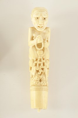 Lot 342 - FOUR 19TH CENTURY CARVED IVORY STICK HANDLES