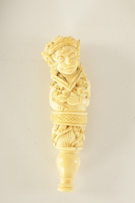 Lot 342 - FOUR 19TH CENTURY CARVED IVORY STICK HANDLES