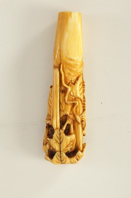 Lot 342 - FOUR 19TH CENTURY CARVED IVORY STICK HANDLES