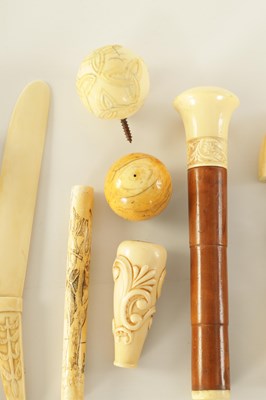 Lot 339 - A COLLECTION OF 19TH CENTURY CARVED IVORY ITEMS