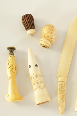 Lot 339 - A COLLECTION OF 19TH CENTURY CARVED IVORY ITEMS