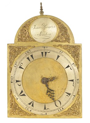 Lot 778 - ISAAC ROGERS, LONDON.  AN EARLY 18TH CENTURY BRASS LANTERN CLOCK FOR THE TURKISH MARKET