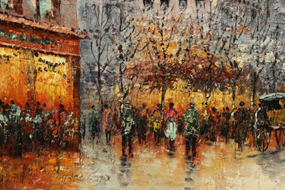 Lot 1324 - P SANCHEZ 20TH CENTURY OIL ON CANVAS PARISIAN STREET SCENE