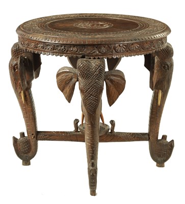 Lot 189 - A LATE 19TH CENTURY CARVED INDIAN 'ELEPHANT' TABLE