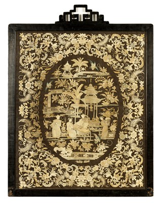 Lot 120 - AN EARLY 19TH CENTURY EMBROIDERED PANEL
