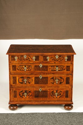 Lot 959 - A WILLIAM AND MARY MARQUETRY INLAID AND OYSTER VENEERED CHEST OF DRAWERS