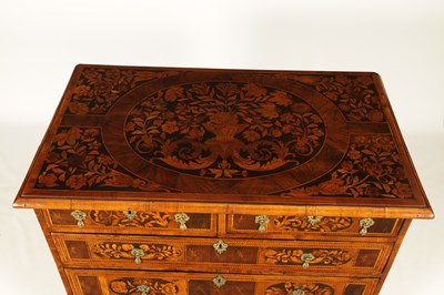 Lot 959 - A WILLIAM AND MARY MARQUETRY INLAID AND OYSTER VENEERED CHEST OF DRAWERS