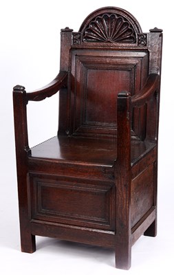 Lot 745 - A LATE 17TH CENTURY JOINED OAK ARM CHAIR WITH...