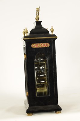 Lot 741 - DANIEL DELANDER, LONDON. AN EARLY 18TH CENTURY EBONY VENEERED PULL QUARTER REPEATING BRACKET CLOCK