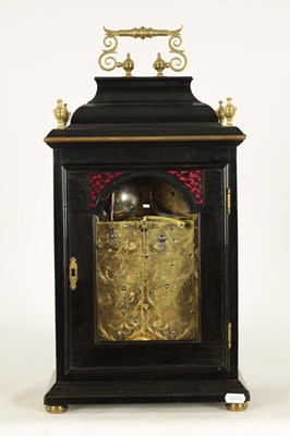 Lot 741 - DANIEL DELANDER, LONDON. AN EARLY 18TH CENTURY EBONY VENEERED PULL QUARTER REPEATING BRACKET CLOCK