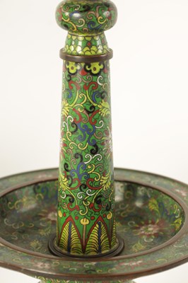 Lot 79 - A PAIR OF 19TH CENTURY CHINESE CLOISONNE ENAMEL PRICKET STICKS